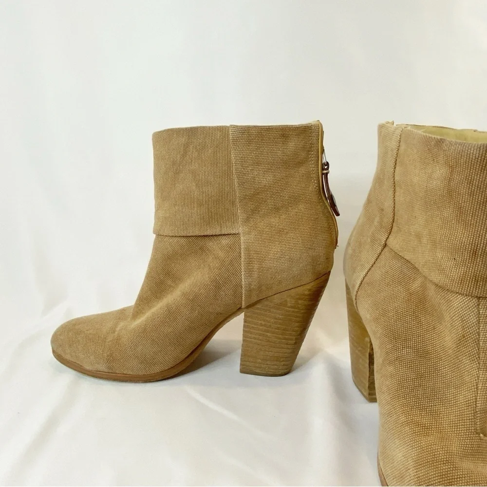 Rag & Bone Boot Bootie Newbury Classic Canvas size 9.5 Khaki Tan Beige Heels - Picture 6 of 13